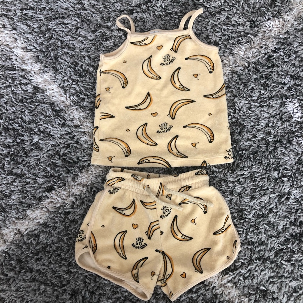 Zara Banana Terry Tank and Short Set